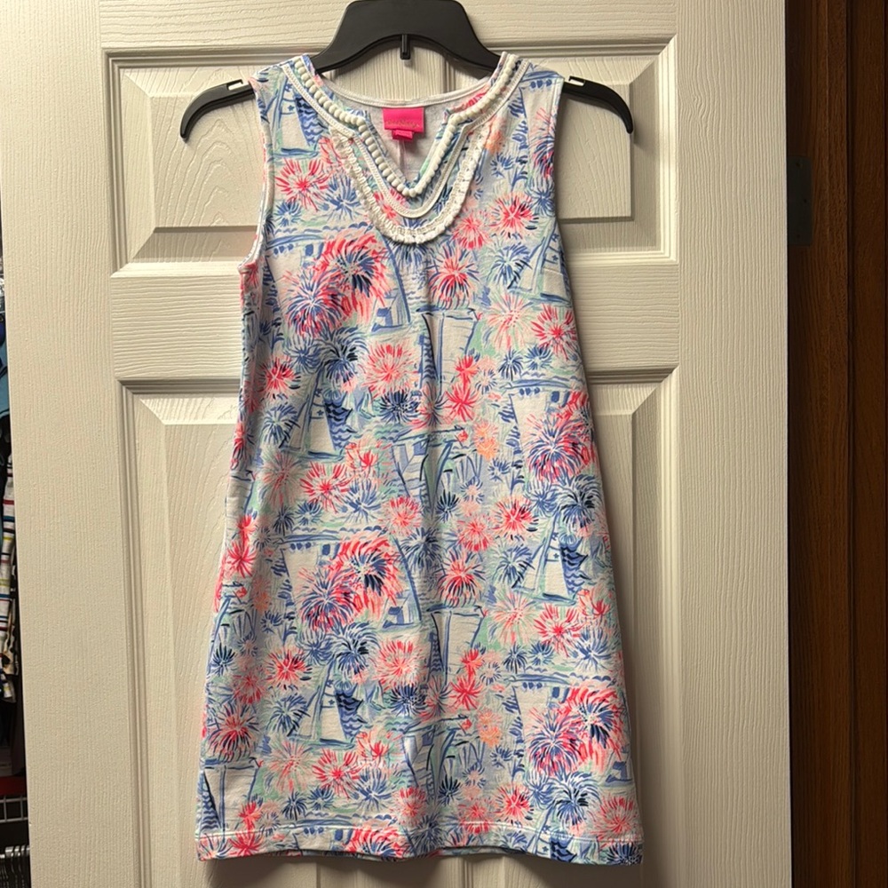 Lilly Pulitzer Sea Blue and Coral Print Shirt NWT